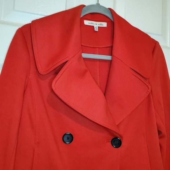 Robbi & Nikki Cropped Lea Coat Style Jacket Bright Red Size S - Picture 3 of 10